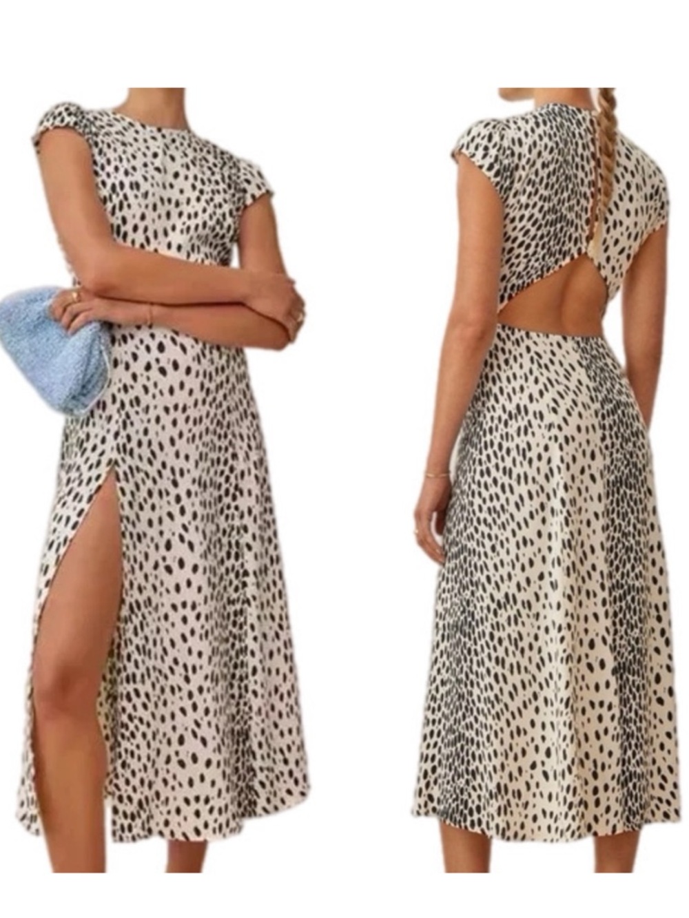 ❤️ Reformation Gavin Cheetah Animal Print High Slit Midi Dress Size 4 NWOT